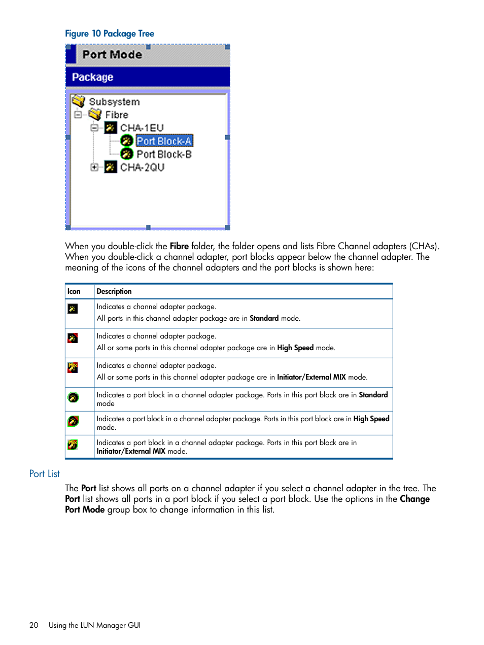 Port list | HP StorageWorks XP Remote Web Console Software User Manual | Page 20 / 108