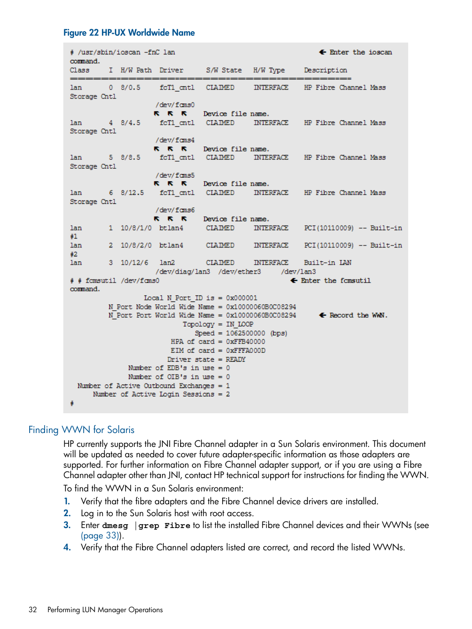 Finding wwn for solaris | HP StorageWorks XP Remote Web Console Software User Manual | Page 32 / 108