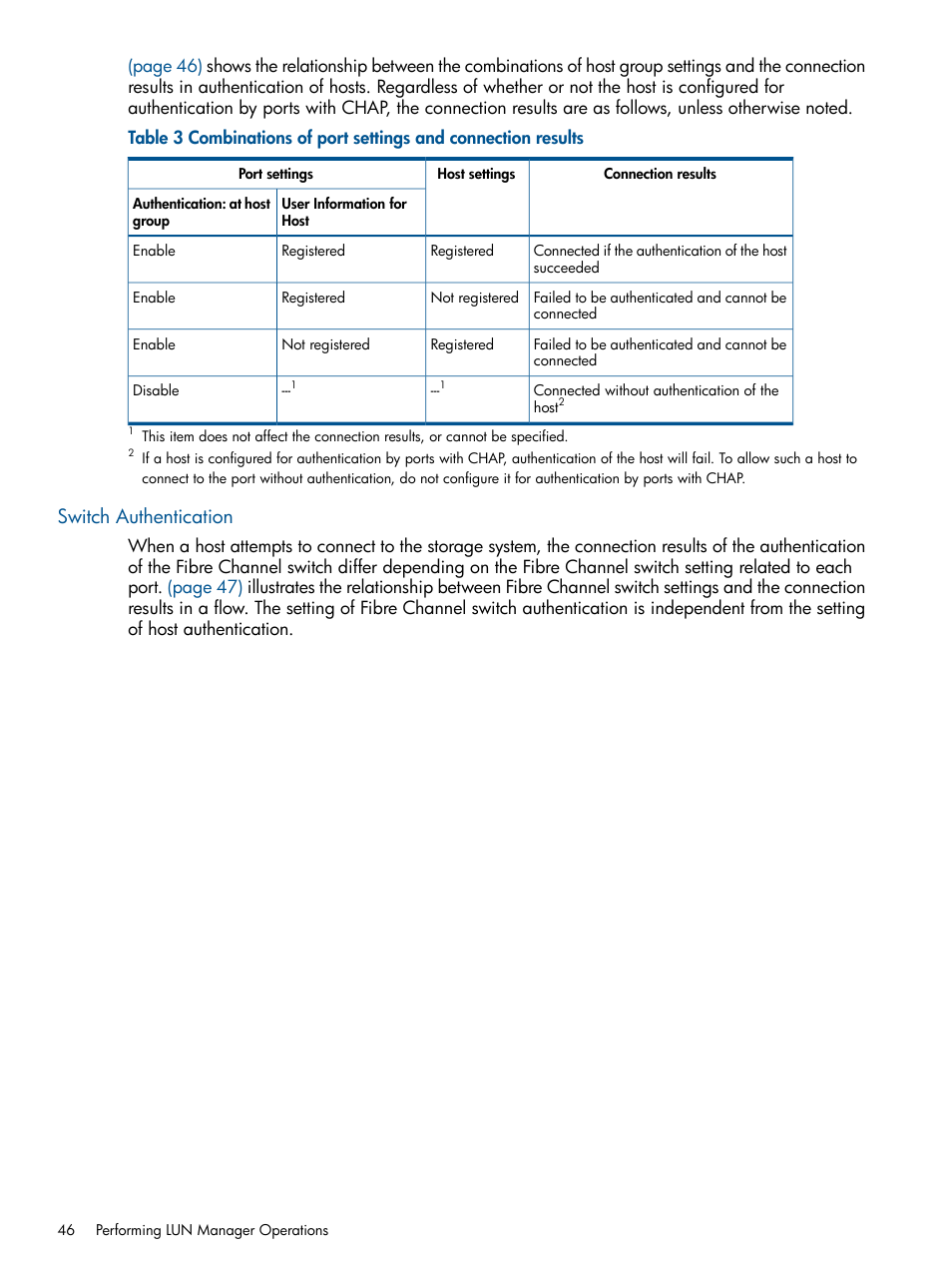 Switch authentication | HP StorageWorks XP Remote Web Console Software User Manual | Page 46 / 108