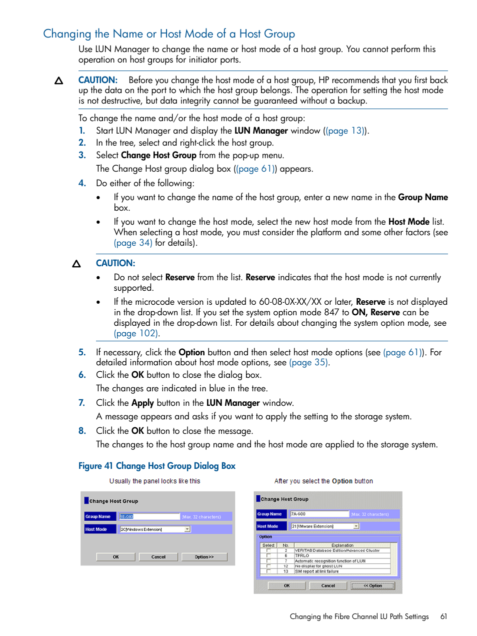 Changing the name or host mode of a host group | HP StorageWorks XP Remote Web Console Software User Manual | Page 61 / 108