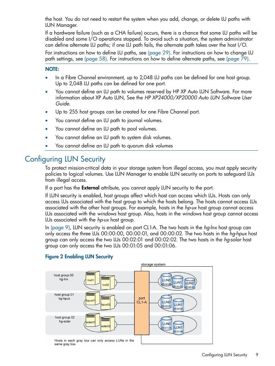 Configuring lun security | HP StorageWorks XP Remote Web Console Software User Manual | Page 9 / 108