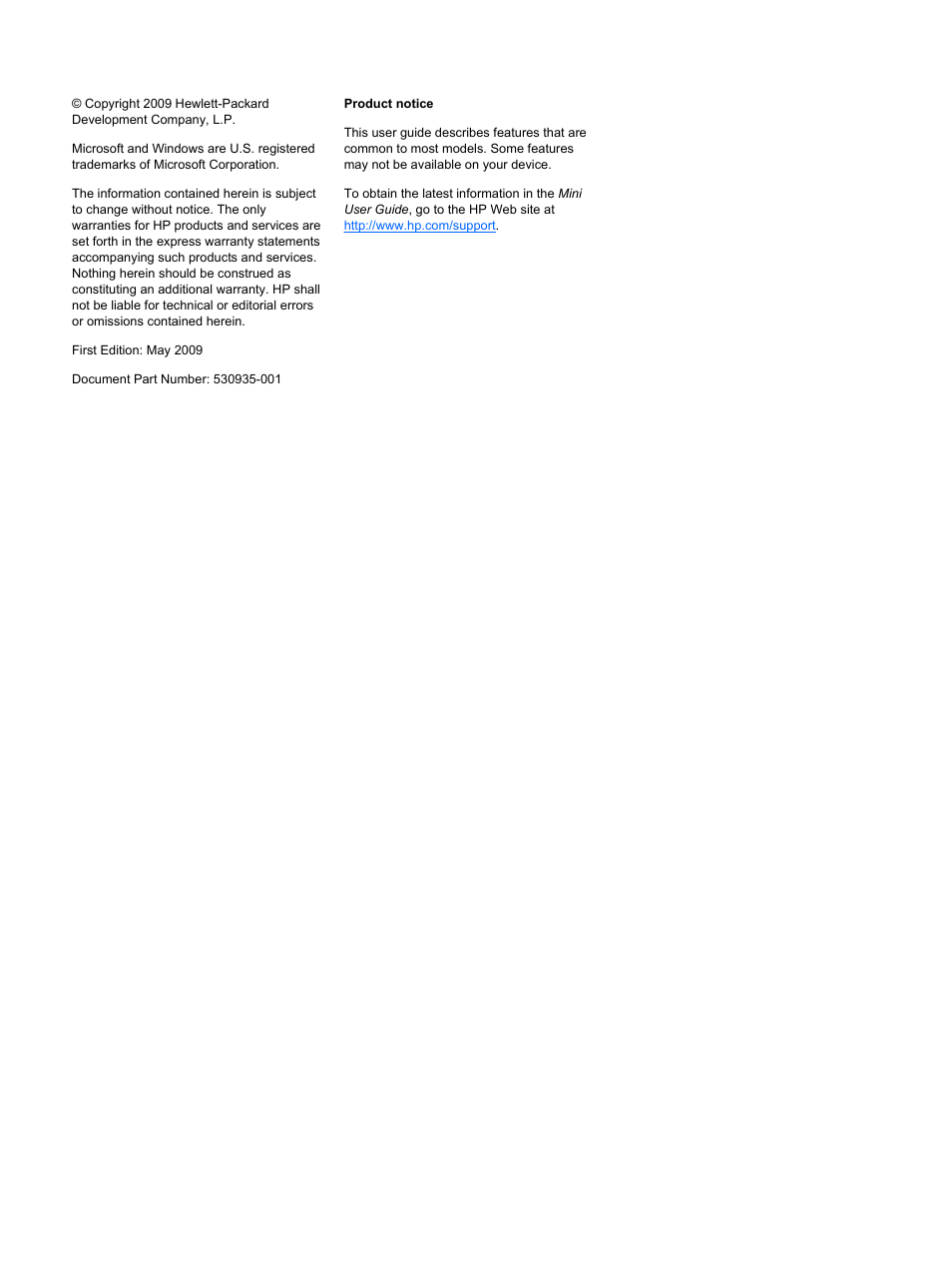 HP Compaq Mini 110c-1040DX PC User Manual | Page 2 / 83