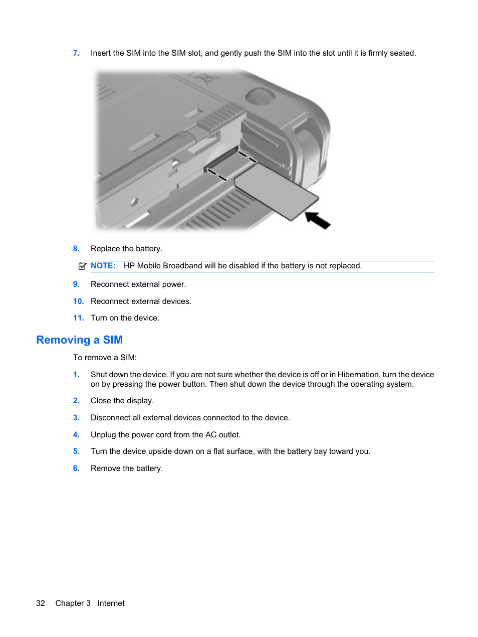 Removing a sim | HP Compaq Mini 110c-1040DX PC User Manual | Page 40 / 83