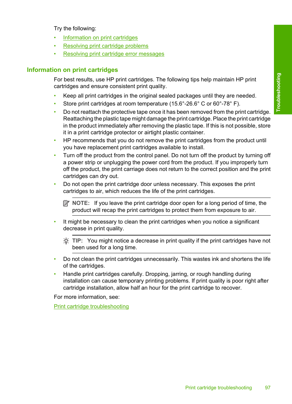 Information on print cartridges | HP Deskjet F4240 All-in-One Printer User Manual | Page 100 / 227