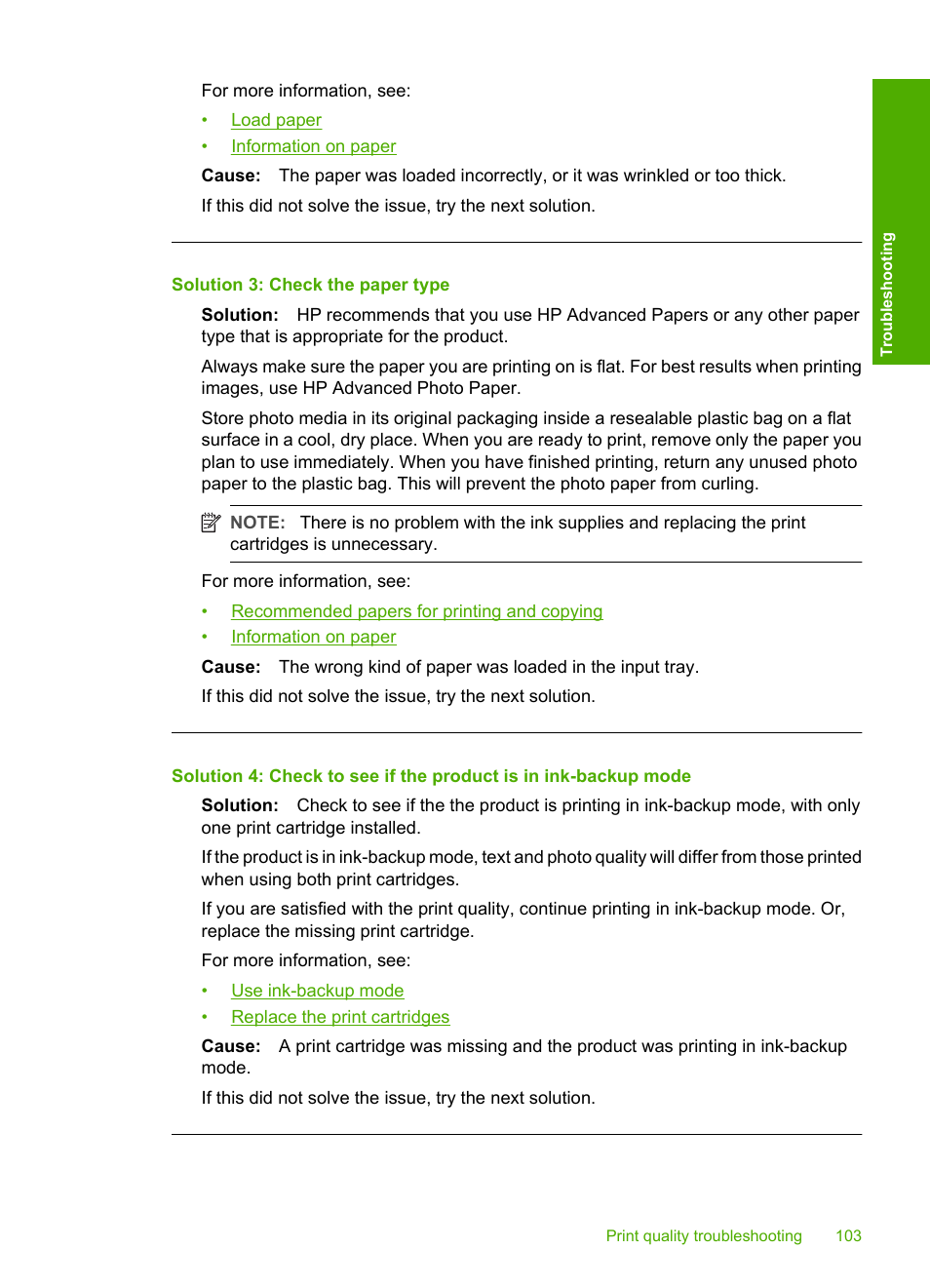 Solution 3: check the paper type | HP Deskjet F4240 All-in-One Printer User Manual | Page 106 / 227