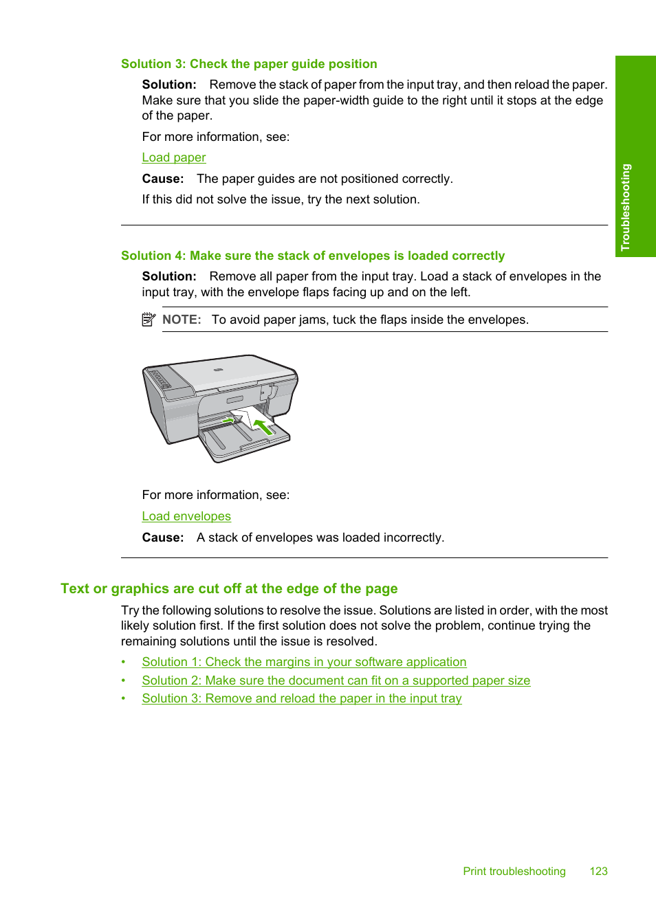 Solution 3: check the paper guide position | HP Deskjet F4240 All-in-One Printer User Manual | Page 126 / 227