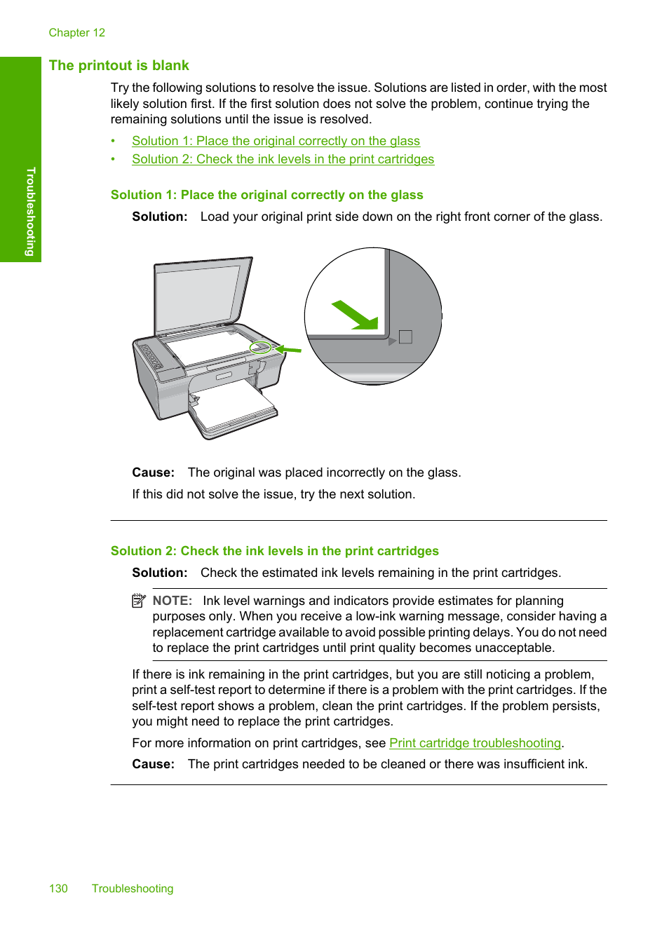 The printout is blank | HP Deskjet F4240 All-in-One Printer User Manual | Page 133 / 227