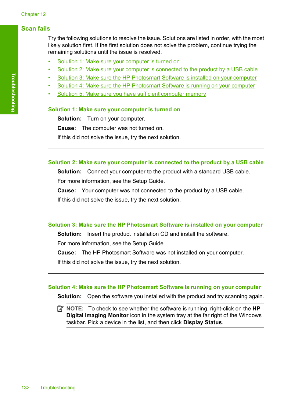 Scan fails | HP Deskjet F4240 All-in-One Printer User Manual | Page 135 / 227