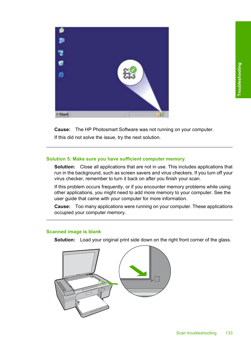 Scanned image is blank | HP Deskjet F4240 All-in-One Printer User Manual | Page 136 / 227
