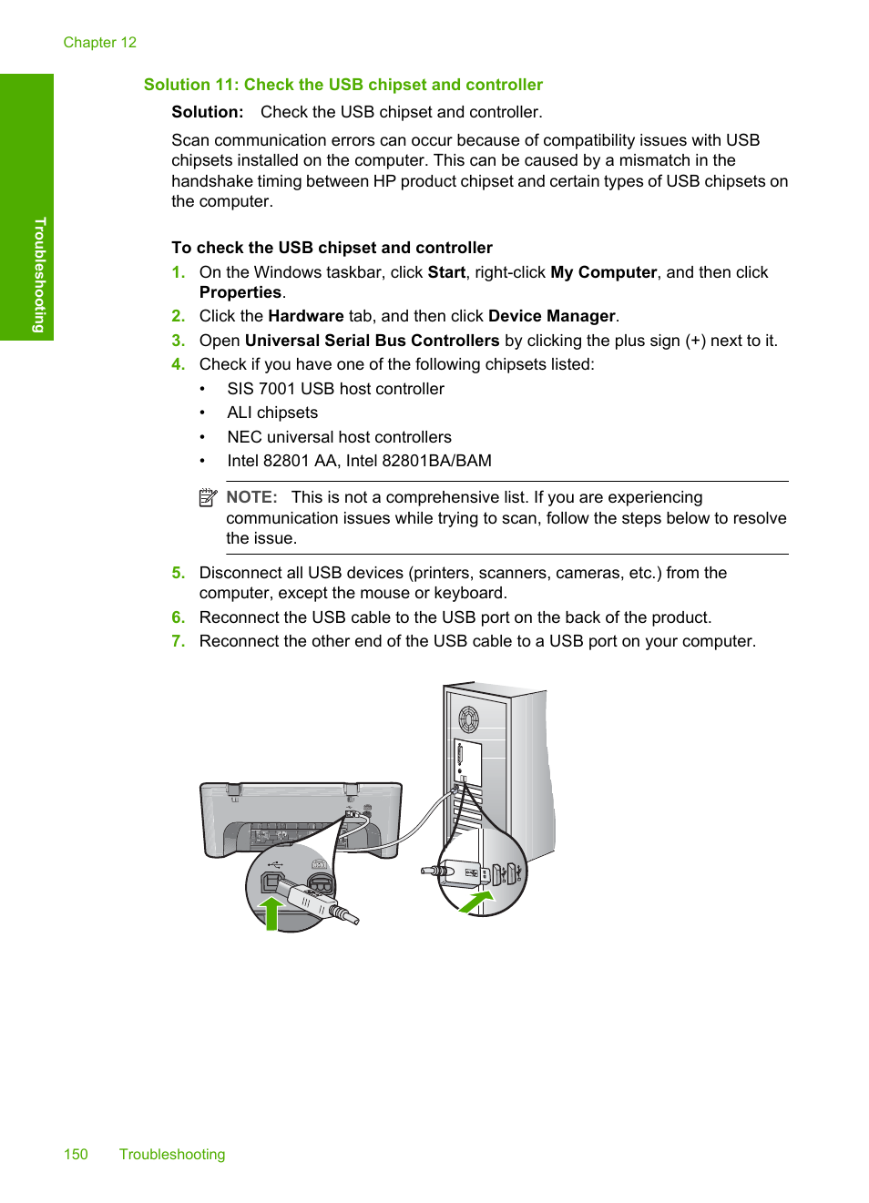 Solution 11: check the usb chipset and controller | HP Deskjet F4240 All-in-One Printer User Manual | Page 153 / 227