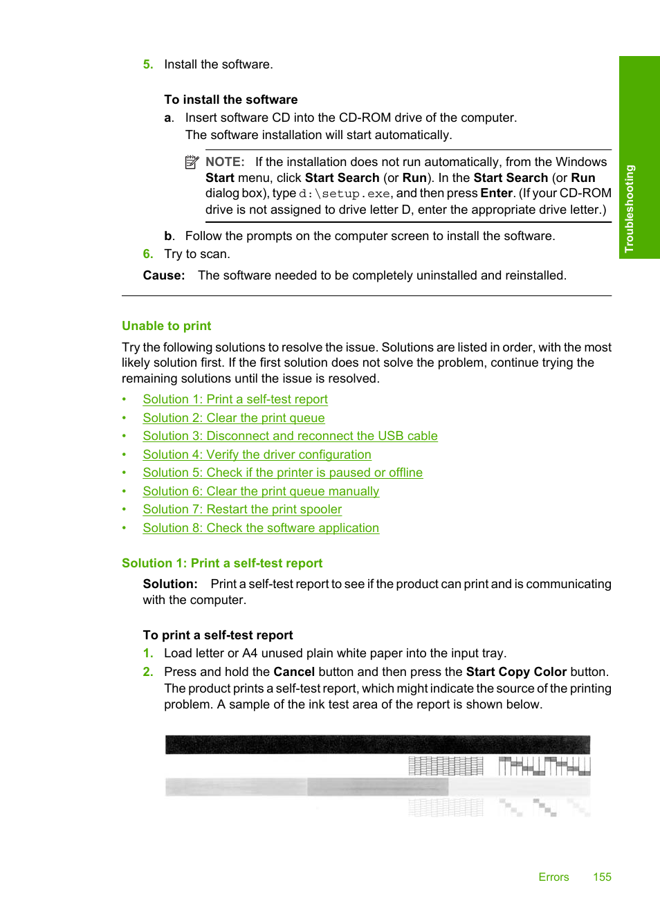 Unable to print | HP Deskjet F4240 All-in-One Printer User Manual | Page 158 / 227