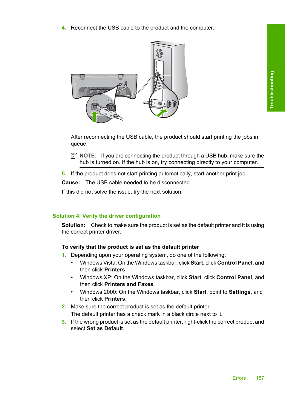 Solution 4: verify the driver configuration | HP Deskjet F4240 All-in-One Printer User Manual | Page 160 / 227