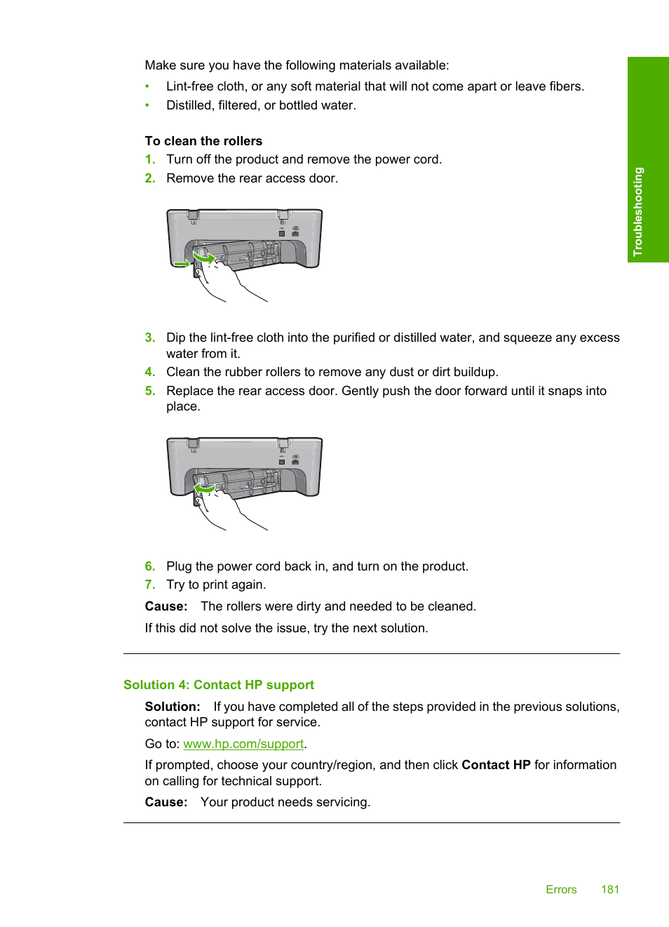 Solution 4: contact hp support | HP Deskjet F4240 All-in-One Printer User Manual | Page 184 / 227