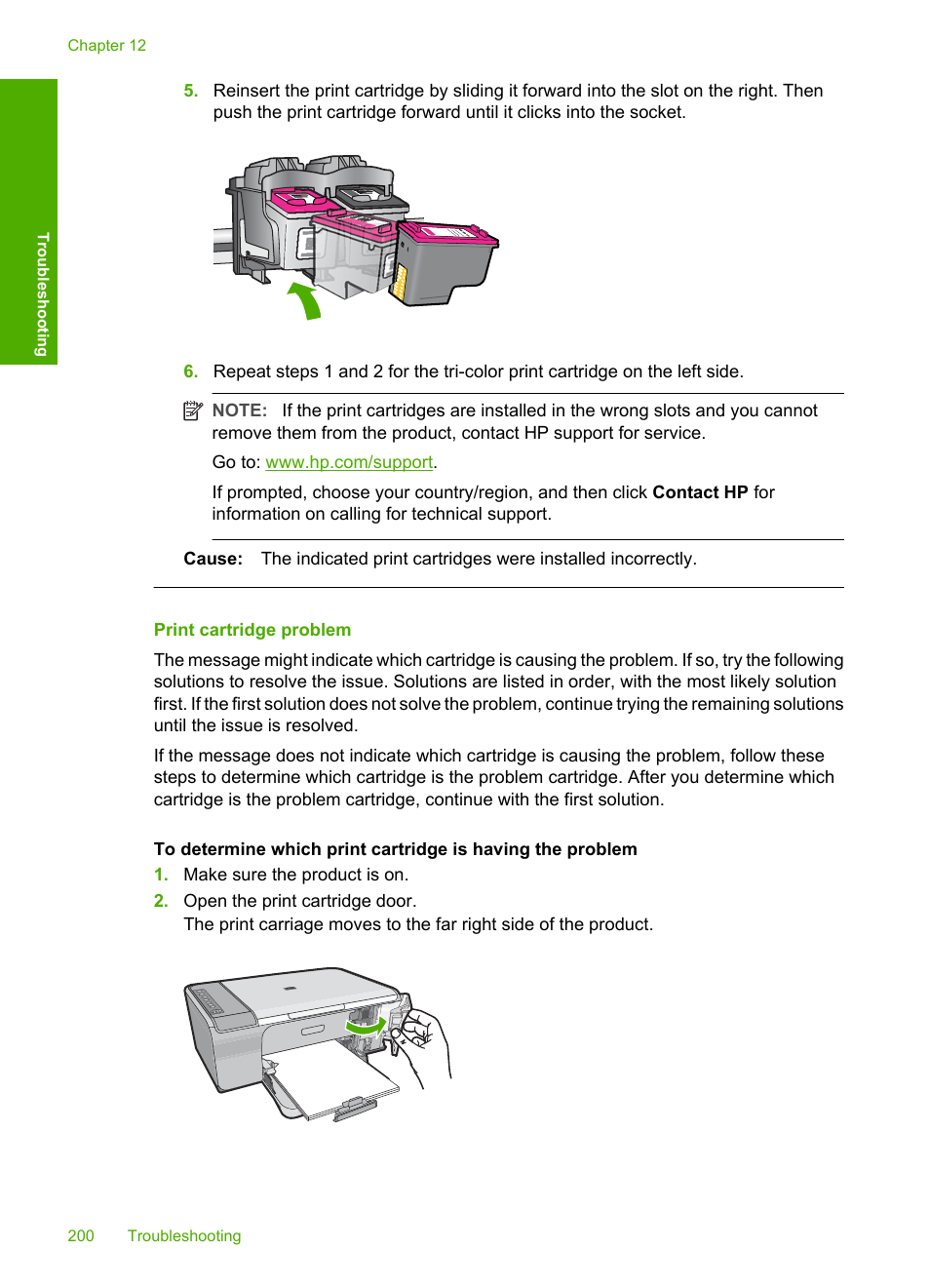 Print cartridge problem | HP Deskjet F4240 All-in-One Printer User Manual | Page 203 / 227