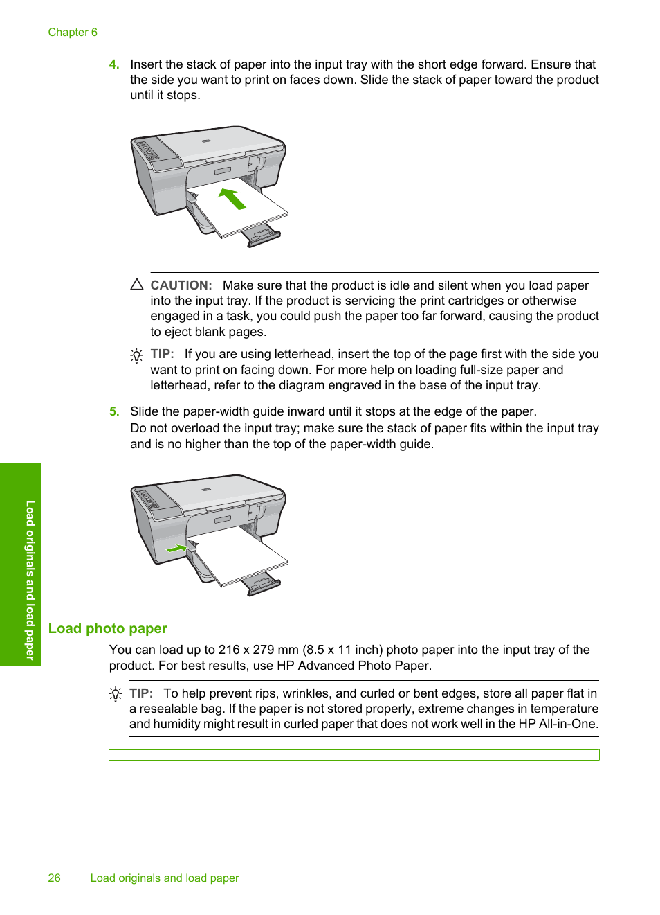 Load photo paper | HP Deskjet F4240 All-in-One Printer User Manual | Page 29 / 227