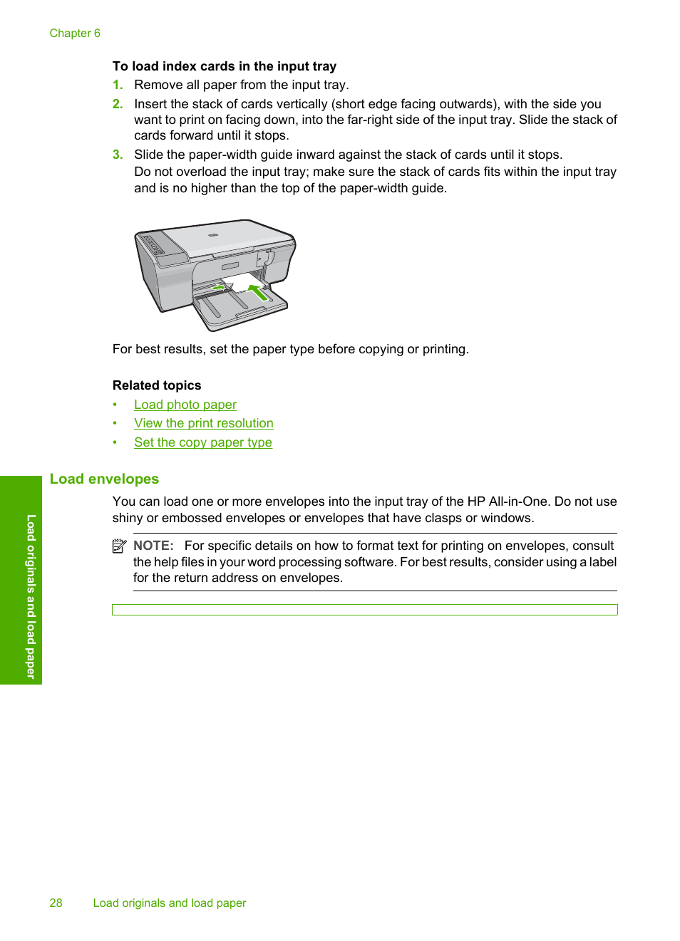 Load envelopes, How do i load envelopes | HP Deskjet F4240 All-in-One Printer User Manual | Page 31 / 227