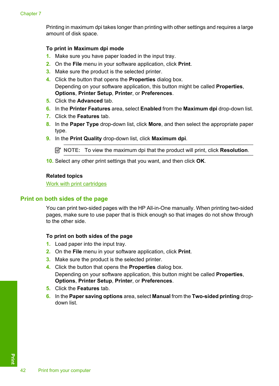 How do i print on both sides of the paper | HP Deskjet F4240 All-in-One Printer User Manual | Page 45 / 227