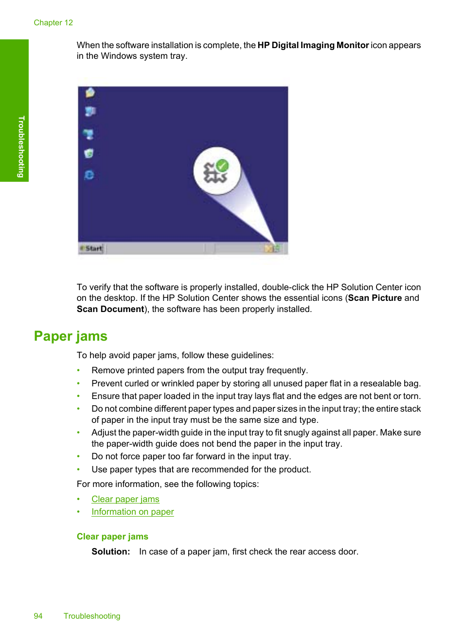Paper jams, Information on paper, How do i clear a paper jam | HP Deskjet F4240 All-in-One Printer User Manual | Page 97 / 227
