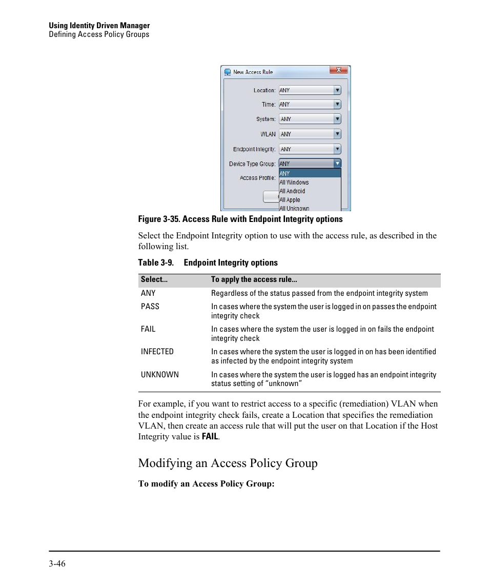 Modifying an access policy group, Modifying an access policy group -46 | HP Identity Driven Manager Software Series User Manual | Page 110 / 230