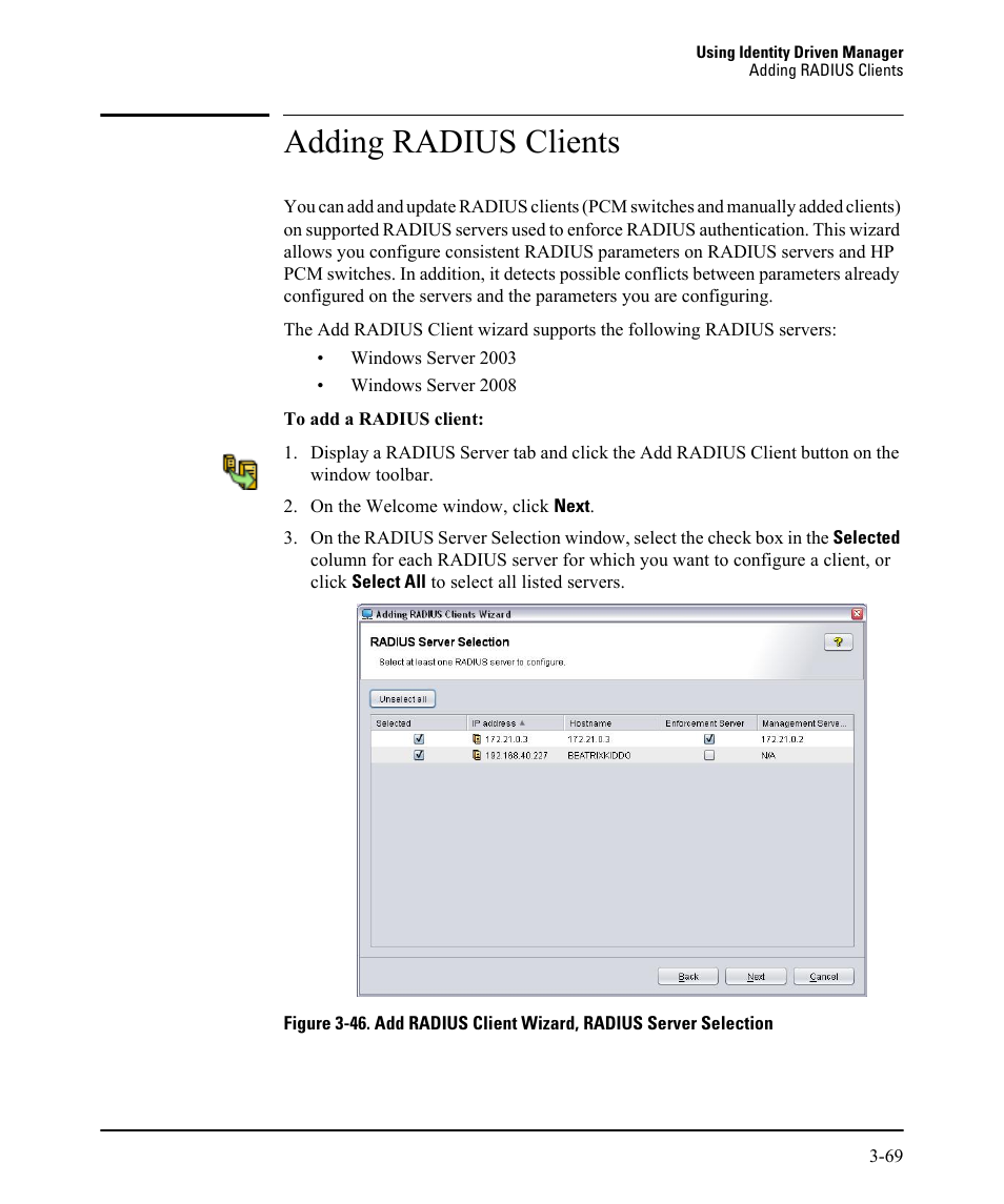 Adding radius clients | HP Identity Driven Manager Software Series User Manual | Page 133 / 230