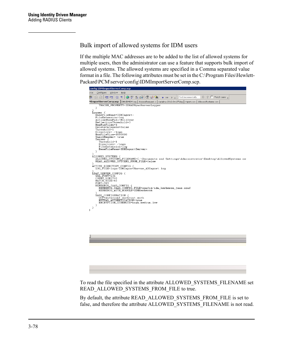 Bulk import of allowed systems for idm users | HP Identity Driven Manager Software Series User Manual | Page 142 / 230