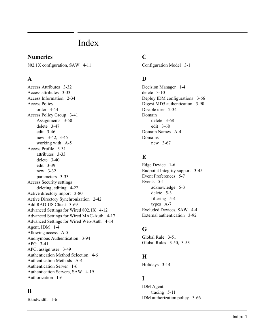 Index, Numerics | HP Identity Driven Manager Software Series User Manual | Page 225 / 230