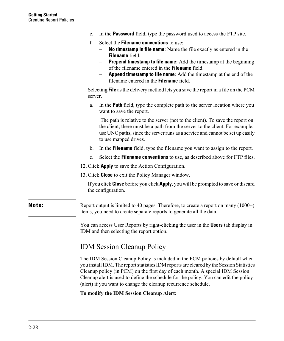 Idm session cleanup policy, Idm session cleanup policy -28 | HP Identity Driven Manager Software Series User Manual | Page 44 / 230