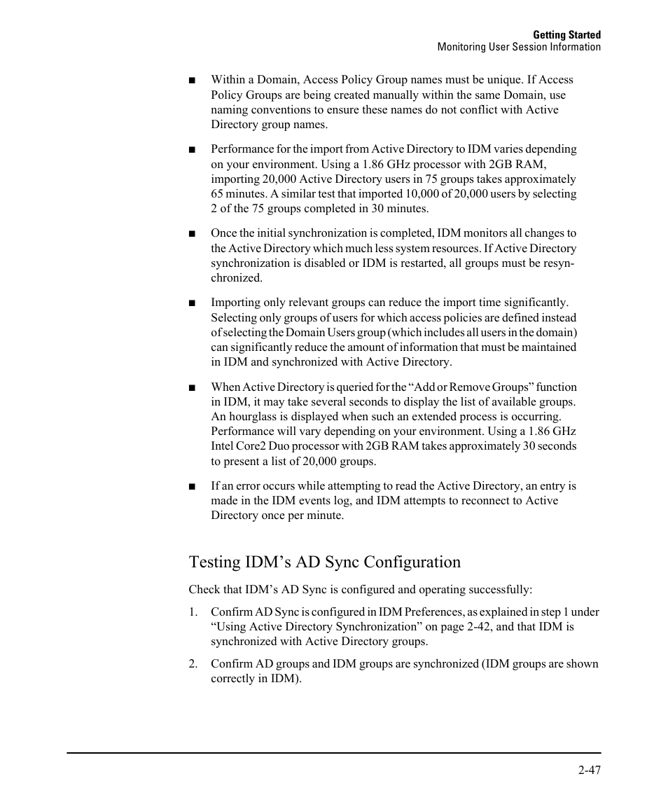 Testing idm’s ad sync configuration, Testing idm’s ad sync configuration -48 | HP Identity Driven Manager Software Series User Manual | Page 63 / 230