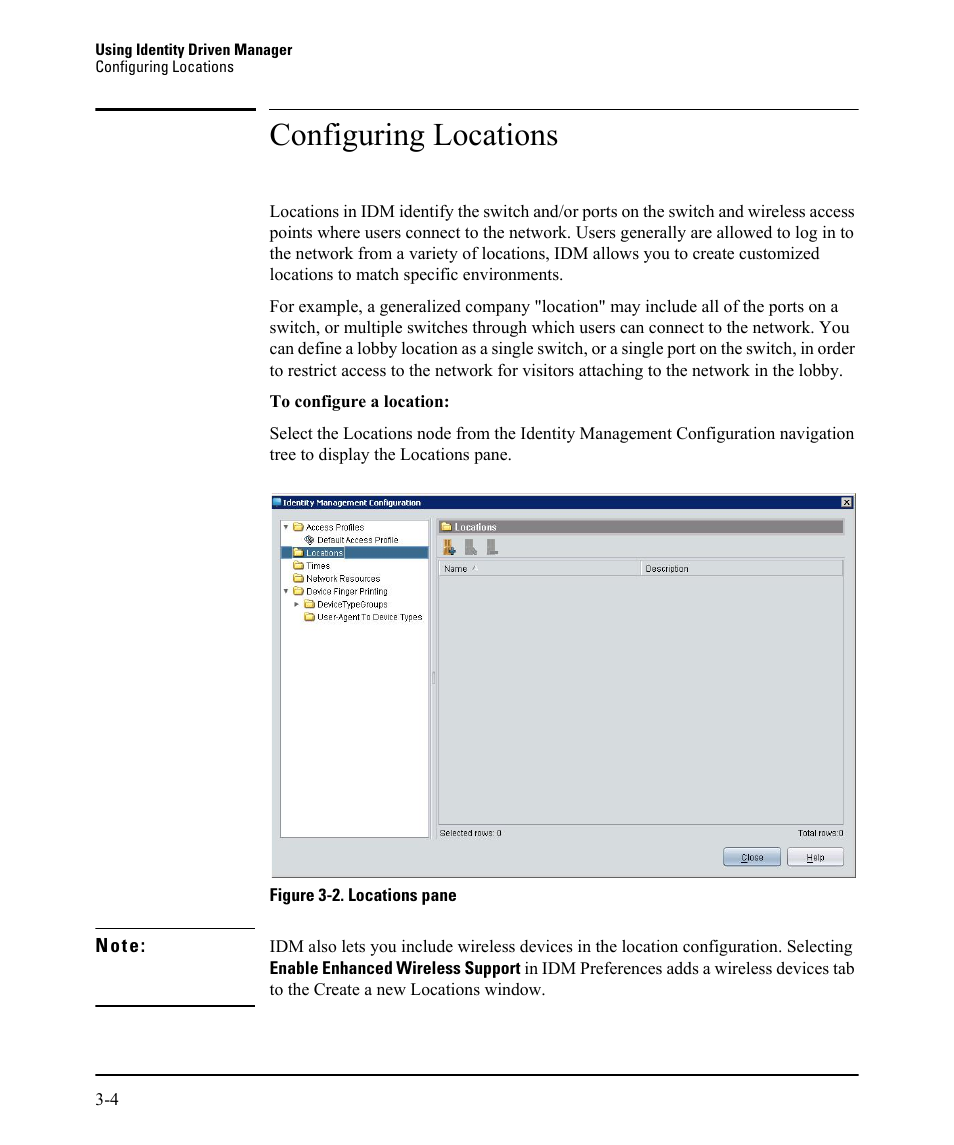 Configuring locations | HP Identity Driven Manager Software Series User Manual | Page 68 / 230