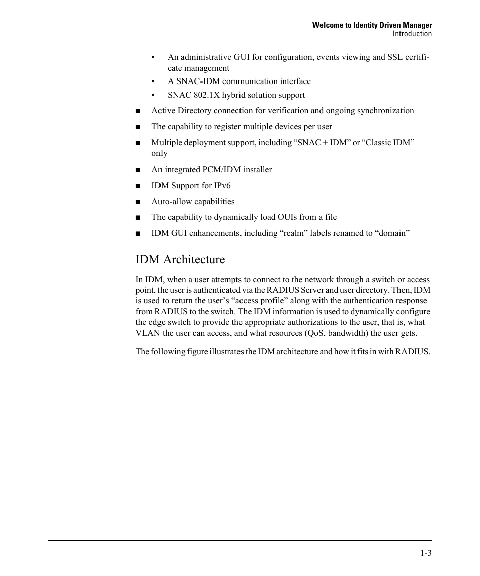 Idm architecture, Idm architecture -3 | HP Identity Driven Manager Software Series User Manual | Page 9 / 230