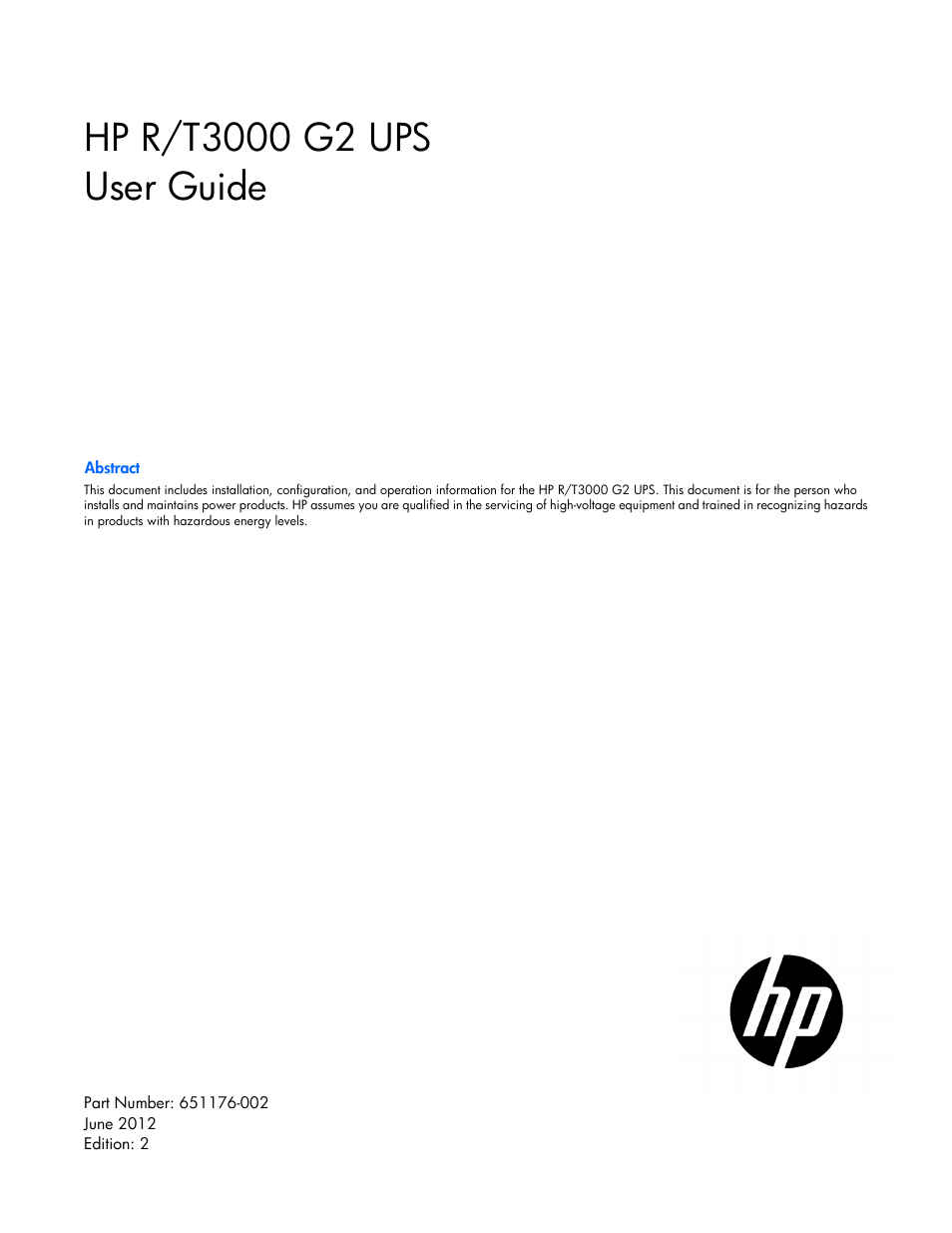 HP Tower Uninterruptible Power System User Manual | 80 pages