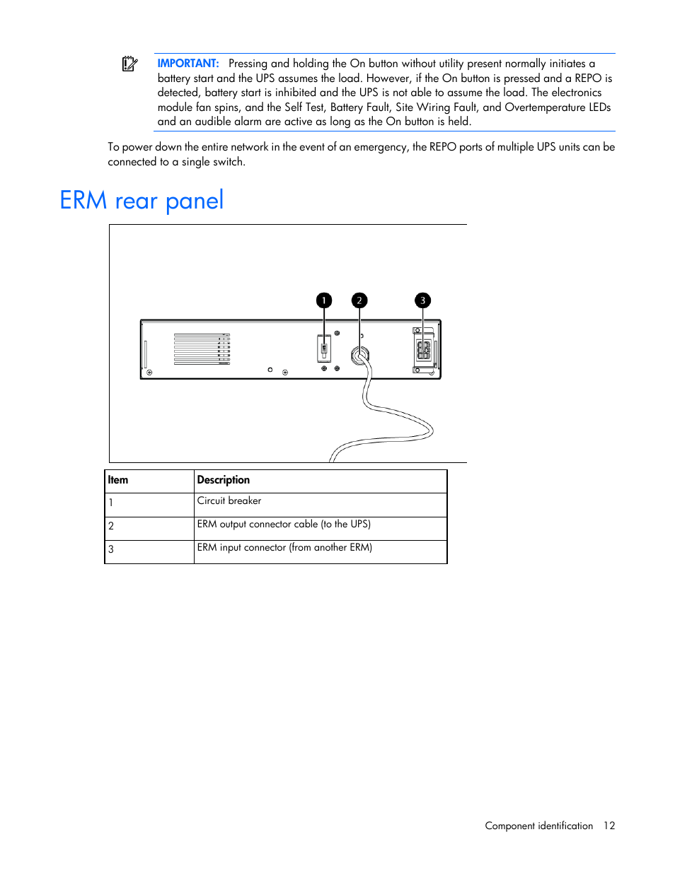 Erm rear panel | HP Tower Uninterruptible Power System User Manual | Page 12 / 80