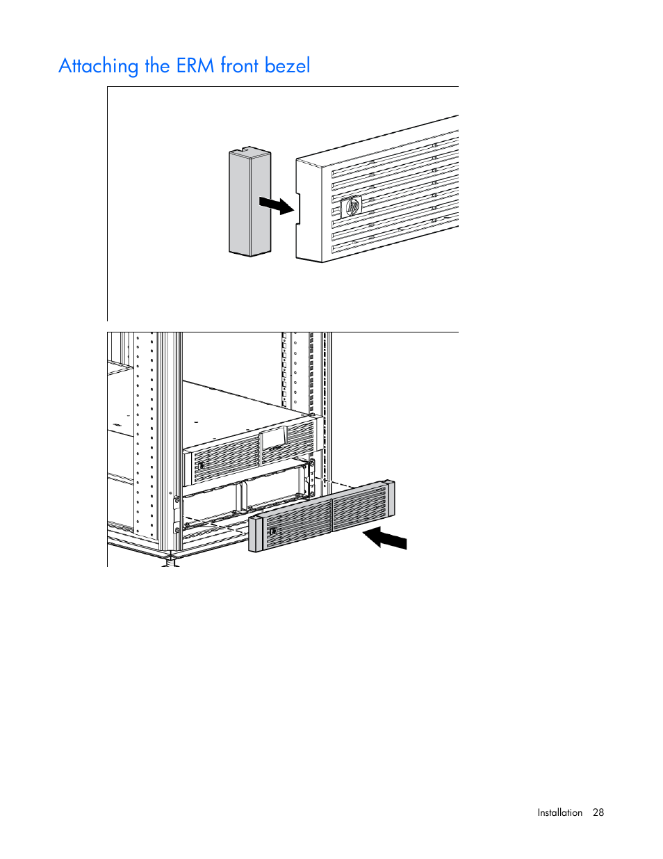 Attaching the erm front bezel | HP Tower Uninterruptible Power System User Manual | Page 28 / 80