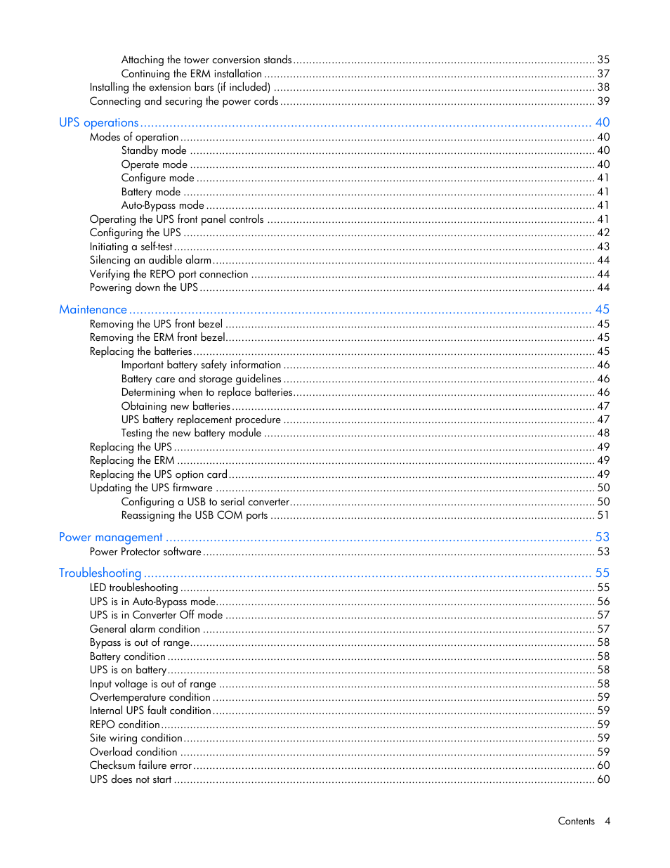 HP Tower Uninterruptible Power System User Manual | Page 4 / 80