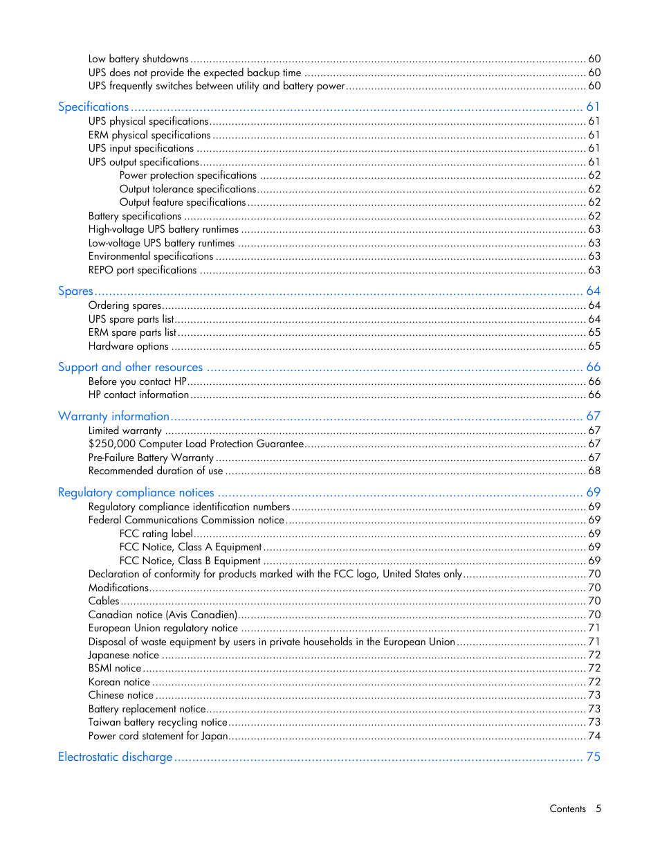 HP Tower Uninterruptible Power System User Manual | Page 5 / 80