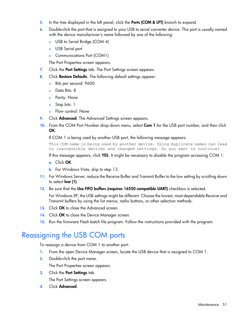 Reassigning the usb com ports | HP Tower Uninterruptible Power System User Manual | Page 51 / 80