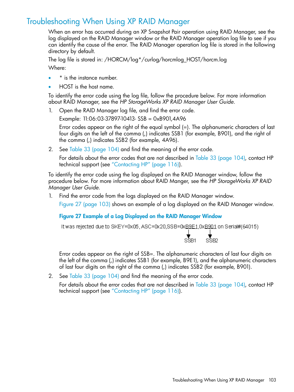 Troubleshooting when using xp raid manager, Troubleshooting when | HP StorageWorks XP Remote Web Console Software User Manual | Page 103 / 122