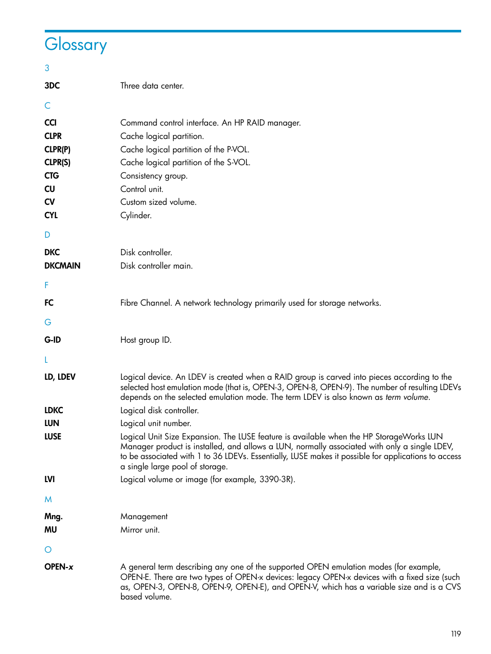 Glossary | HP StorageWorks XP Remote Web Console Software User Manual | Page 119 / 122