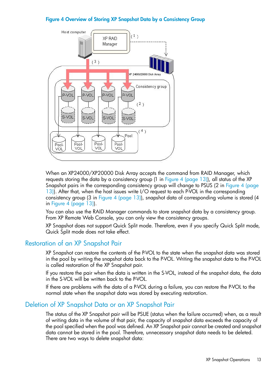 Restoration of an xp snapshot pair | HP StorageWorks XP Remote Web Console Software User Manual | Page 13 / 122