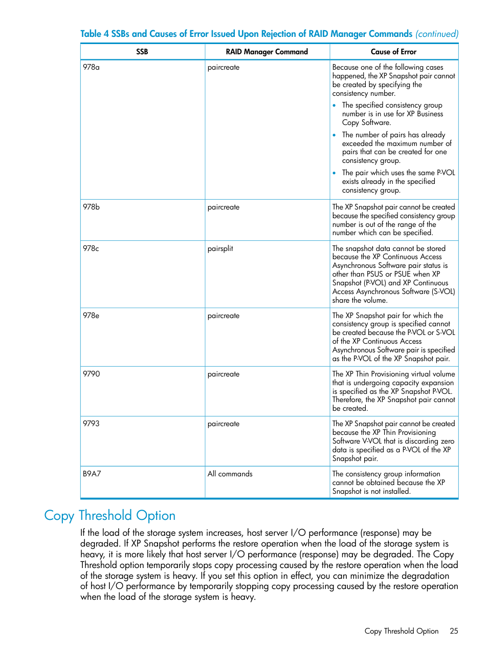 Copy threshold option | HP StorageWorks XP Remote Web Console Software User Manual | Page 25 / 122