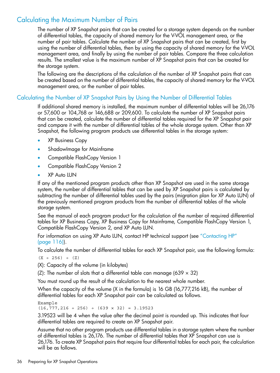 Calculating the maximum number of pairs | HP StorageWorks XP Remote Web Console Software User Manual | Page 36 / 122