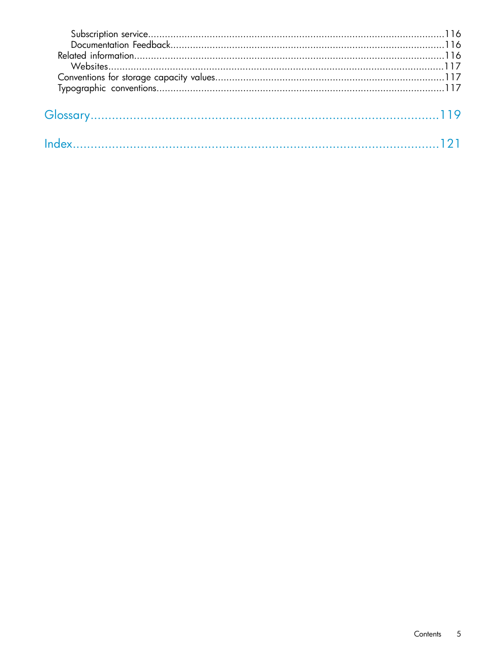 Glossary index | HP StorageWorks XP Remote Web Console Software User Manual | Page 5 / 122