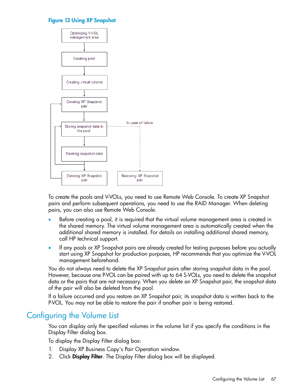 Configuring the volume list | HP StorageWorks XP Remote Web Console Software User Manual | Page 67 / 122