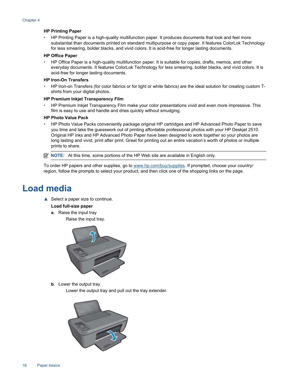 Load media | HP Deskjet 2514 All-in-One Printer User Manual | Page 18 / 52