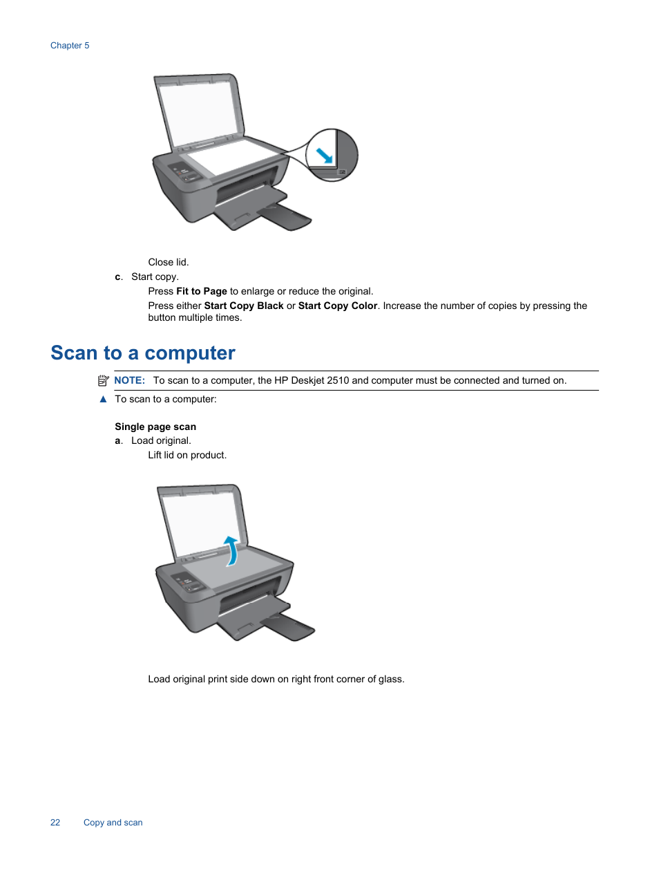 Scan to a computer | HP Deskjet 2514 All-in-One Printer User Manual | Page 24 / 52