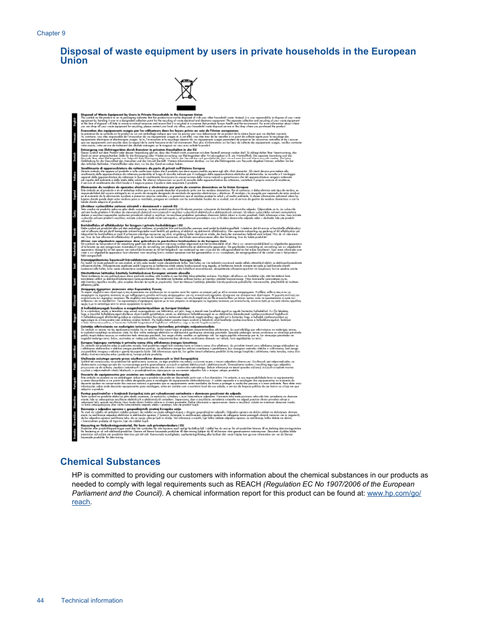 Chemical substances | HP Deskjet 2514 All-in-One Printer User Manual | Page 46 / 52