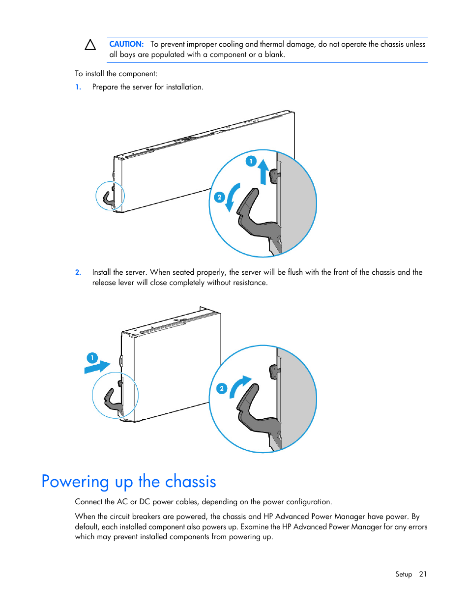 Powering up the chassis | HP ProLiant XL220a Gen8 v2-Server User Manual | Page 21 / 74