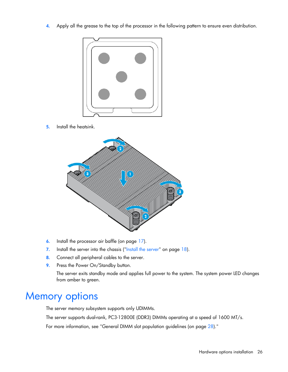 Memory options | HP ProLiant XL220a Gen8 v2-Server User Manual | Page 26 / 74