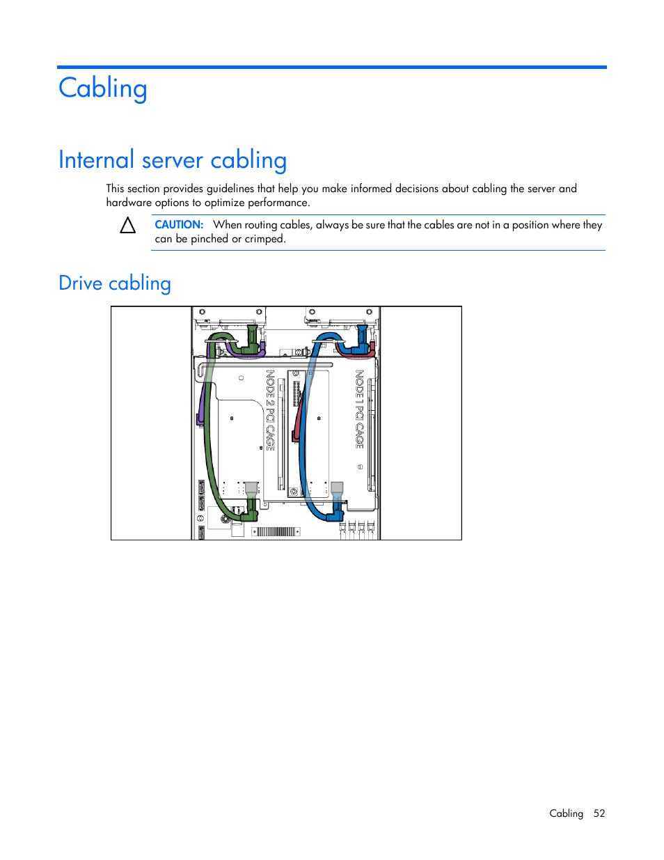 Cabling, Internal server cabling, Drive cabling | HP ProLiant XL220a Gen8 v2-Server User Manual | Page 52 / 74