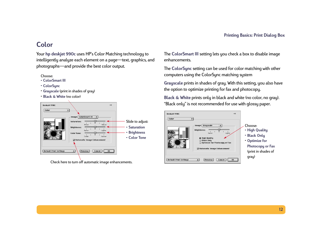 Color | HP Deskjet 990cxi Printer User Manual | Page 12 / 85